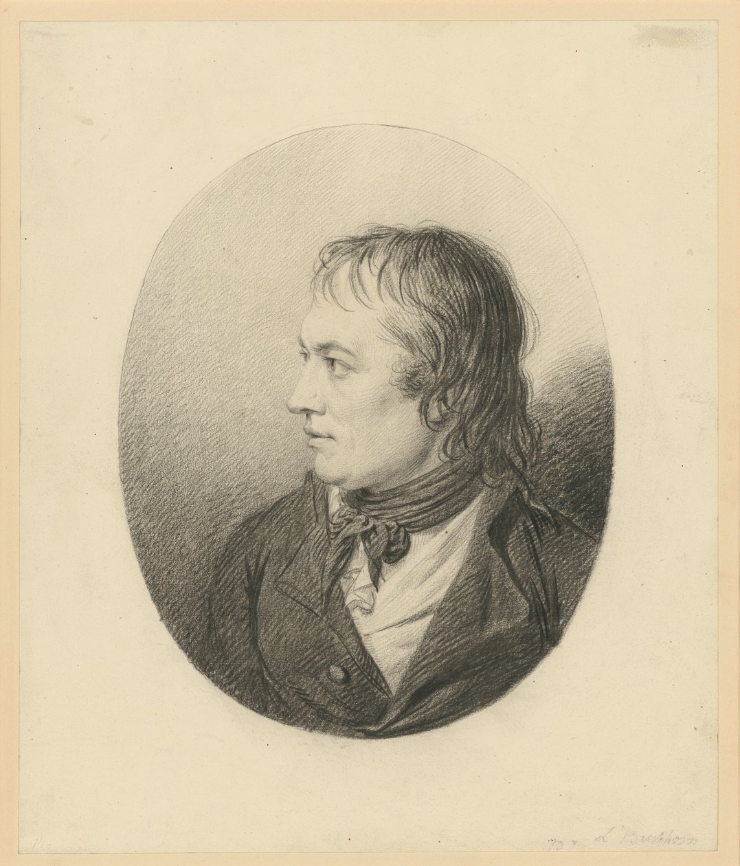 Retrato de um homem até ao peito num medalhão de Ludwig Buchhorn