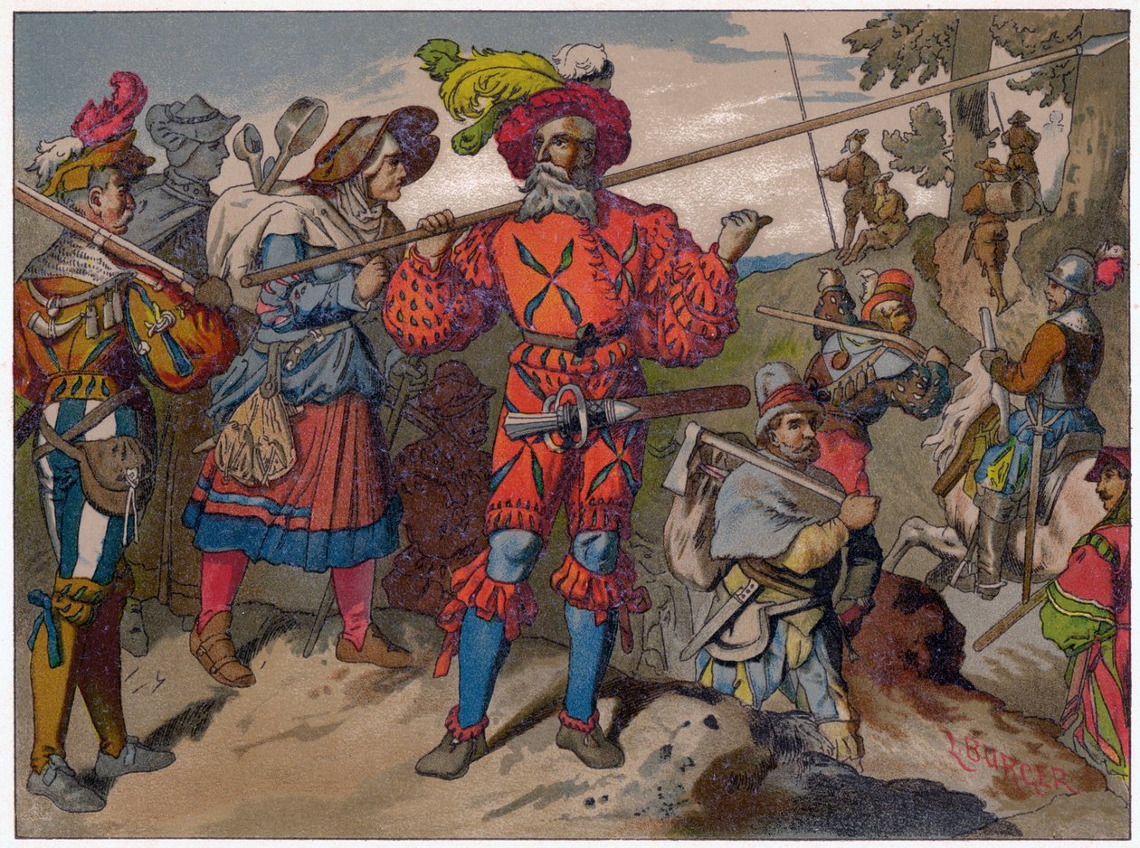 Landsknechts do século XVI, século XIX. de Ludwig Burger