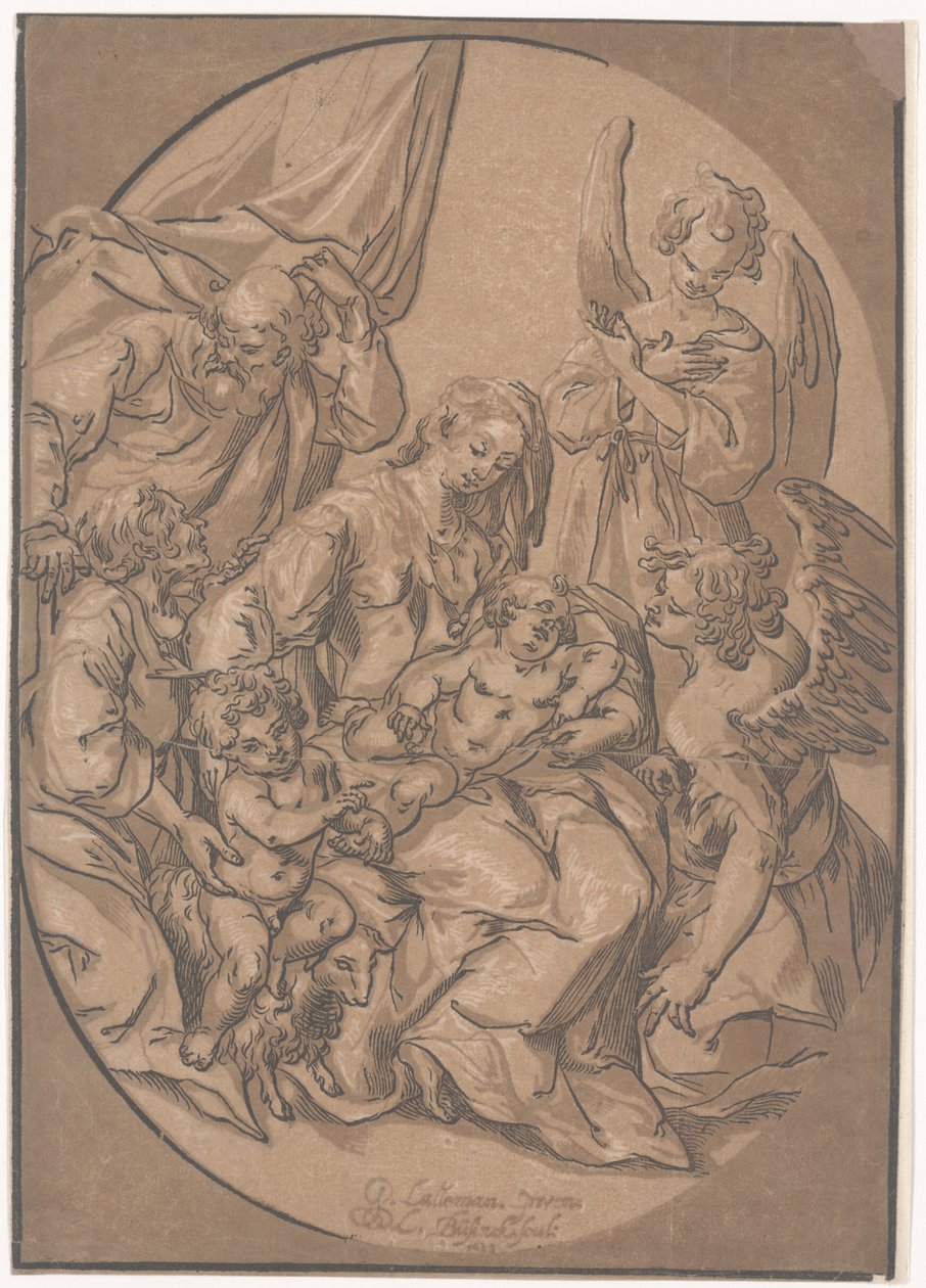 A Sagrada Família com o Menino São João, em um Oval, c.1623 de Ludwig Businck