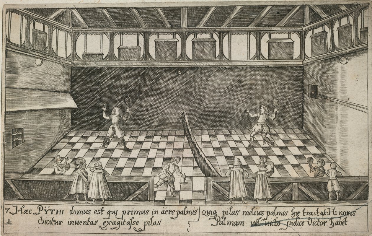 Um jogo de ténis real, c.1600 (gravura) de Ludwig Ditzinger