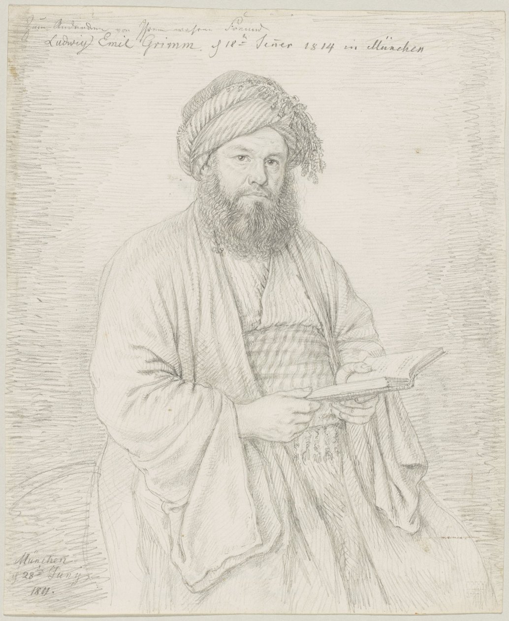 O padre carmelita Wolfgang Bock em traje oriental de Ludwig Emil Grimm