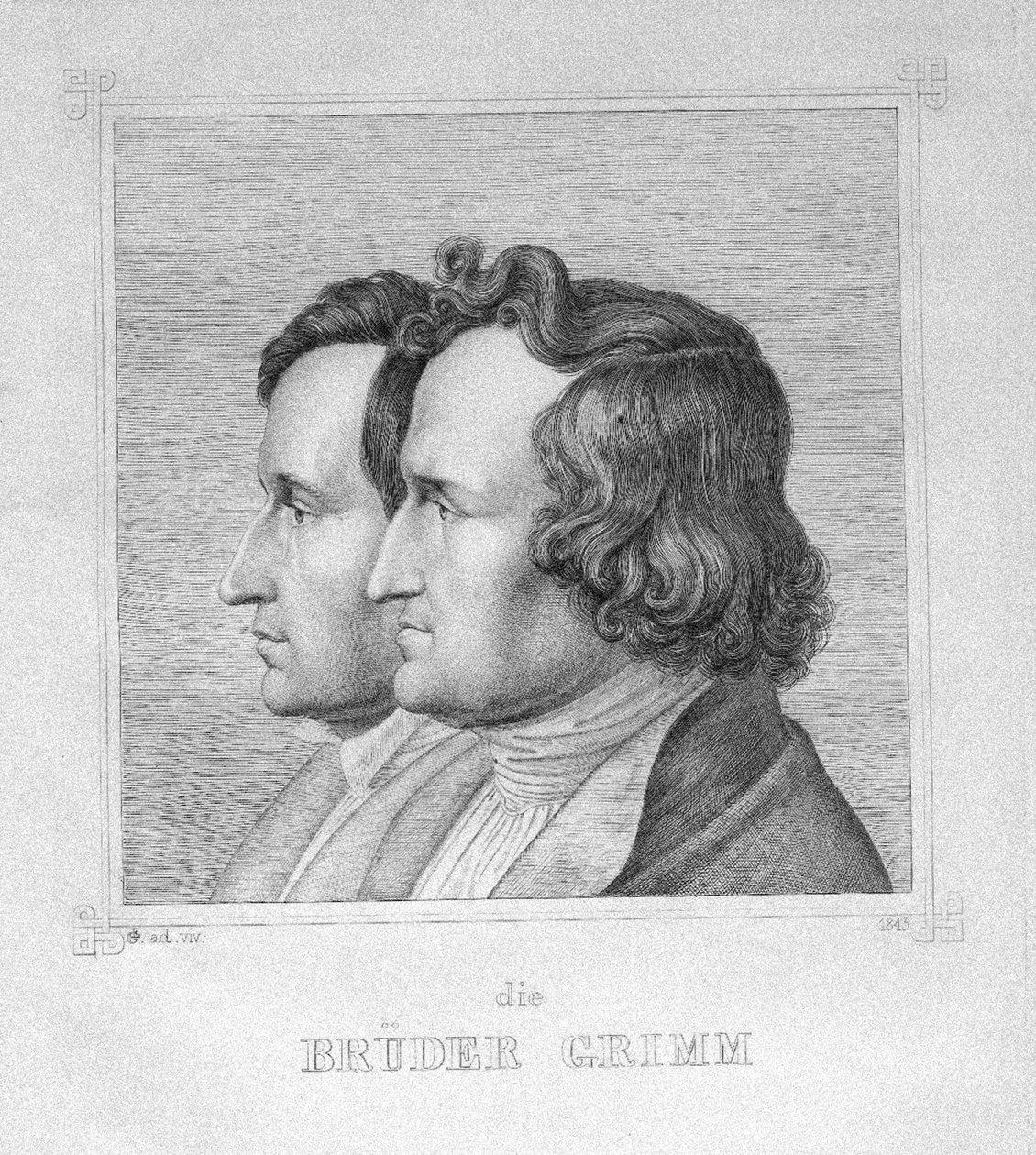 Jacob e Wilhelm Grimm, 1843 de Ludwig Emil Grimm