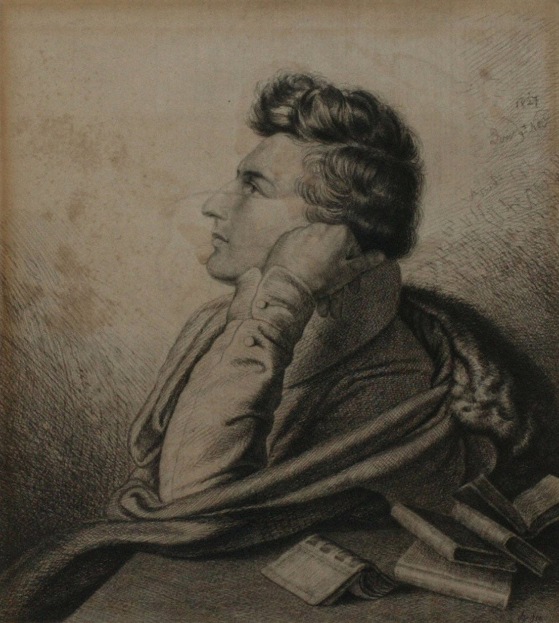 Retrato do poeta Heinrich Heine 1797-1856, 1827 de Ludwig Emil Grimm