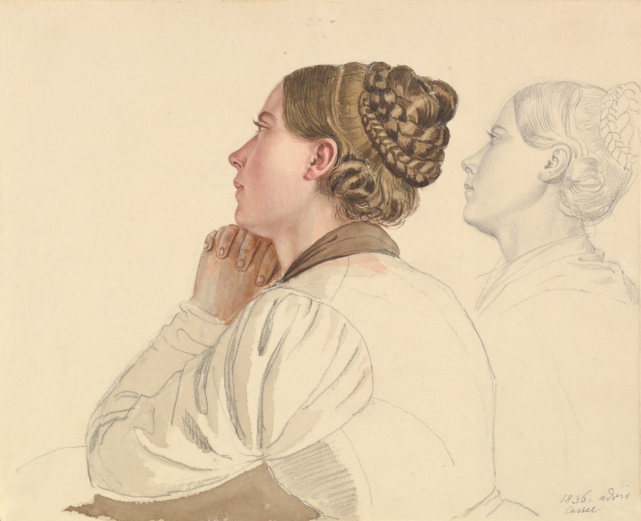 Estudos de uma Mulher Orando, do início a meados do século XIX. de Ludwig Emil Grimm