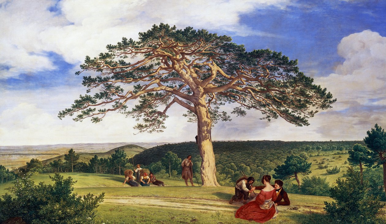 Grande pinheiro no vale Bruhl perto de Moding de Ludwig Ferdinand Schnorr von Carolsfeld