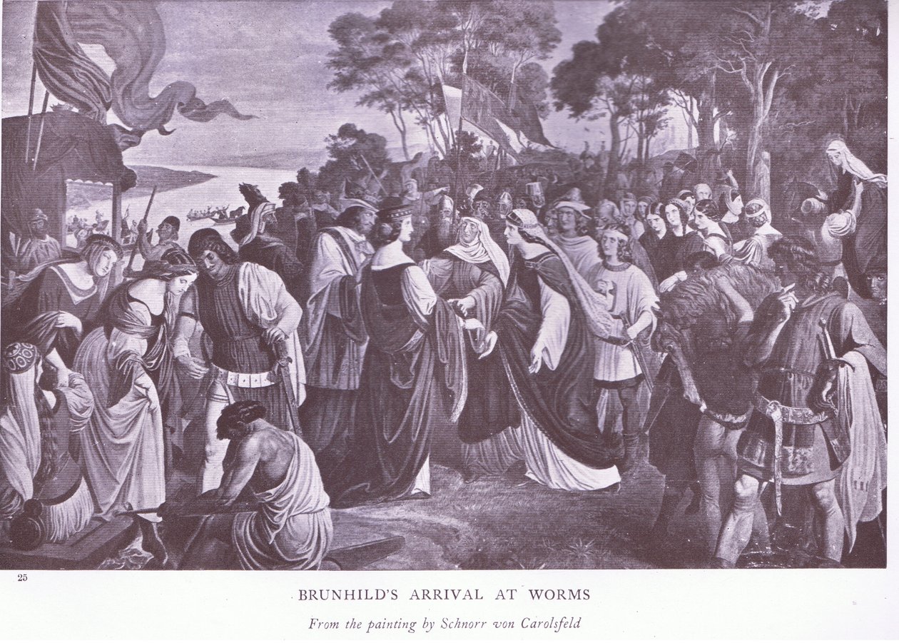 Chegada de Brunhilds a Worms, década de 1920 de Ludwig Ferdinand Schnorr von Carolsfeld