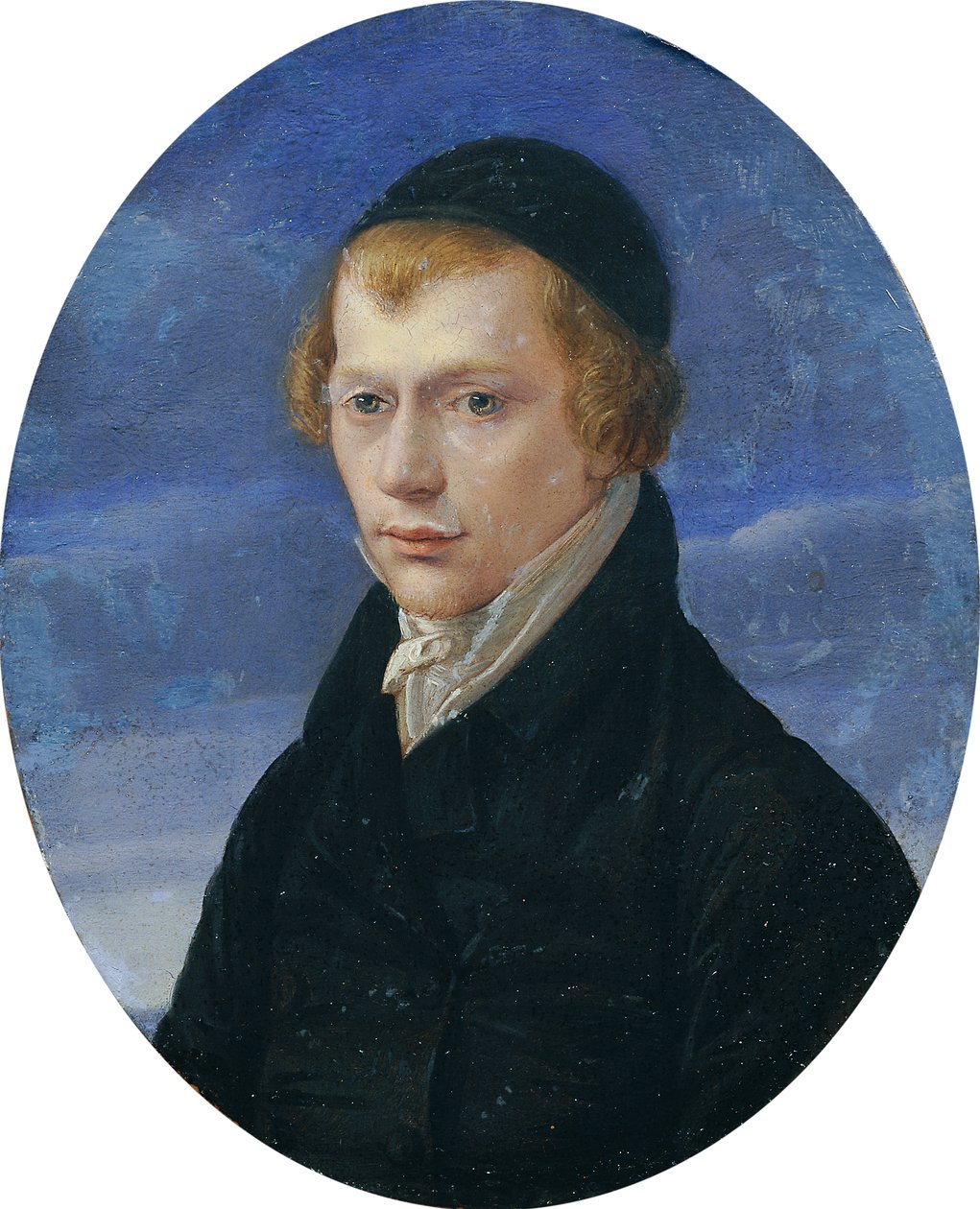 Retrato de meio comprimento de um cavalheiro ruivo com um boné de pano de Ludwig Ferdinand Schnorr von Carolsfeld