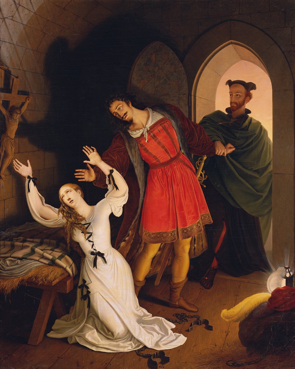 Fausto e Gretchen na masmorra de Ludwig Ferdinand Schnorr von Carolsfeld