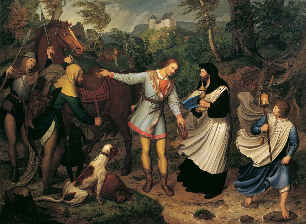 Rodolfo de Habsburgo e o padre de Ludwig Ferdinand Schnorr von Carolsfeld