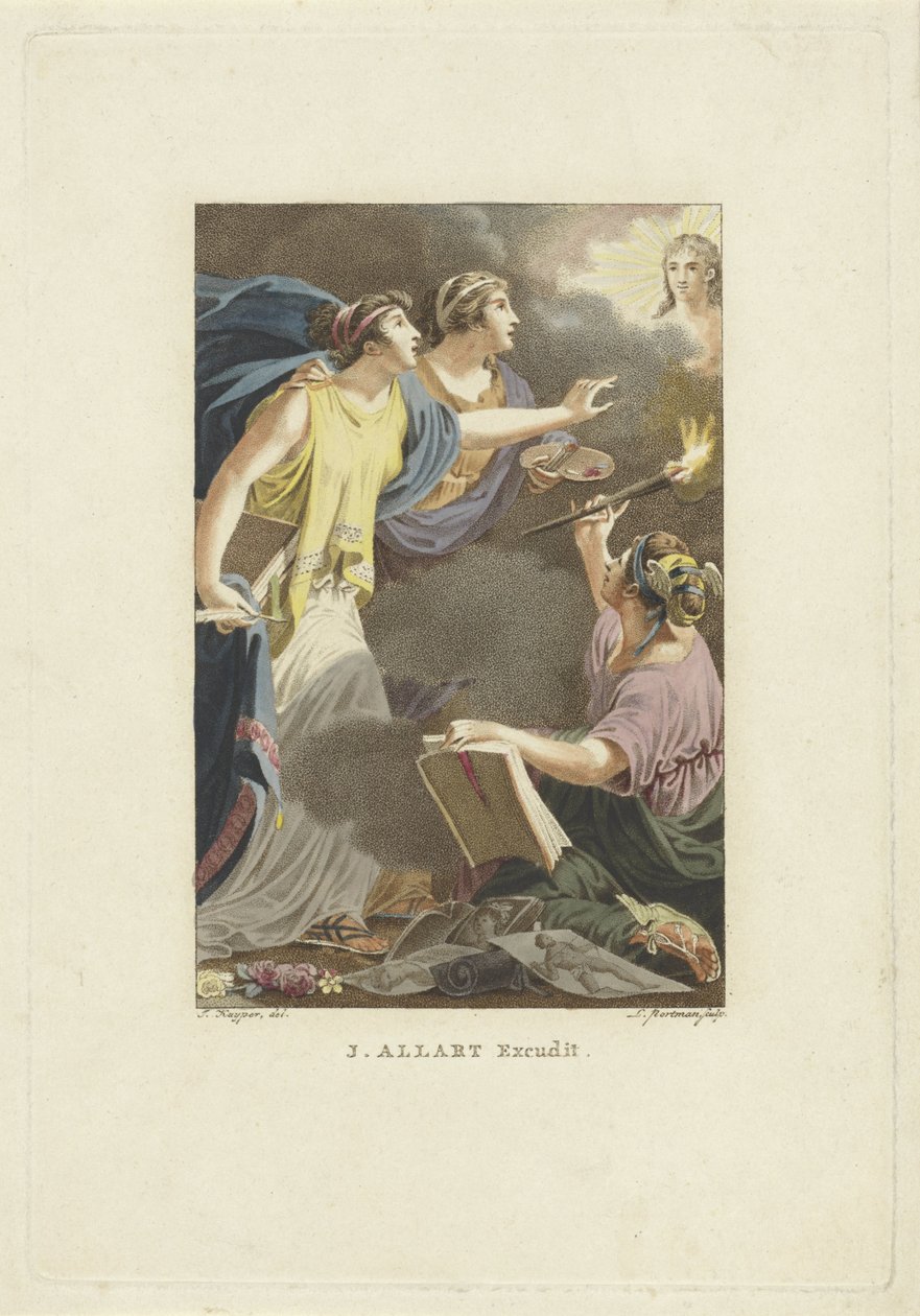 Representação alegórica com Desenho, Escrita e Pintura
Página de título para: M. Stuart, Man, como aparece no conhecido globo, 1802 de Ludwig Gottlieb Portman