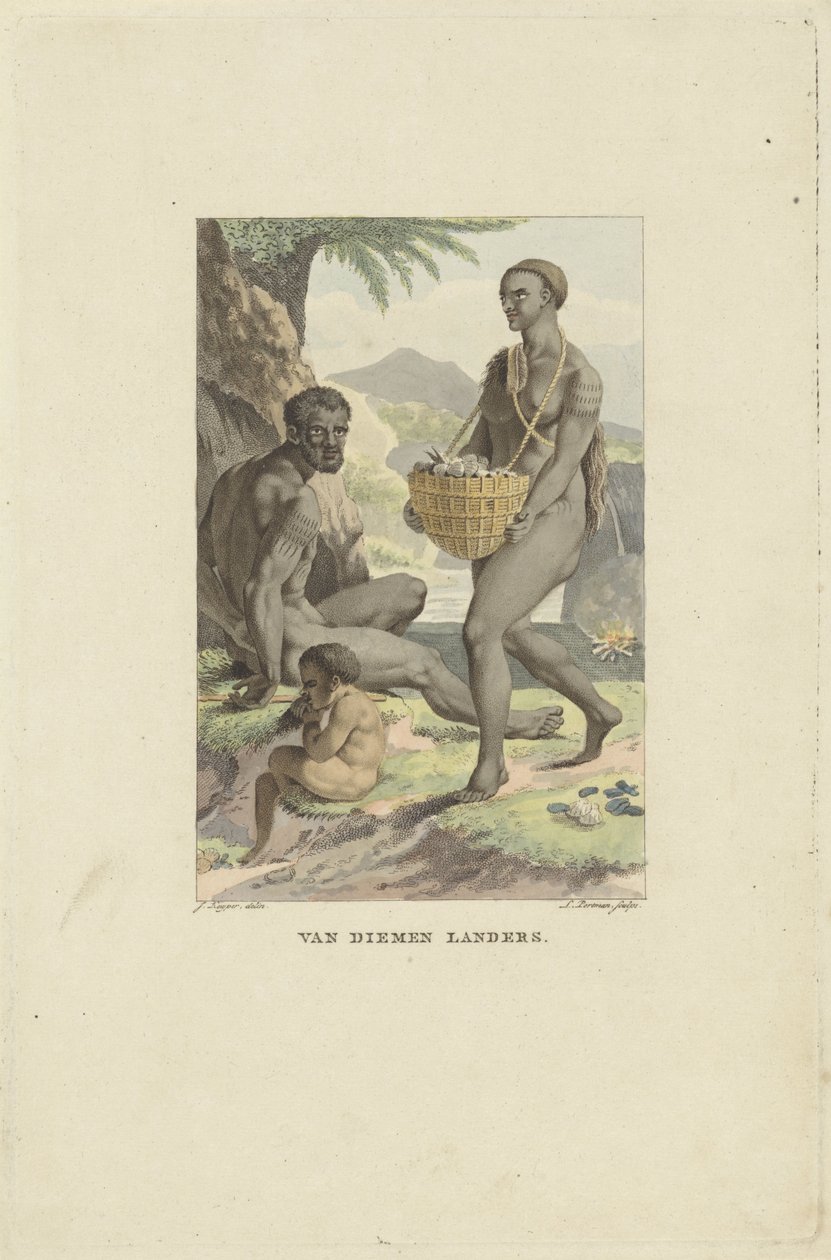 Habitantes da Tasmânia
Van Diemen Landers (título sobre o objecto) de Ludwig Gottlieb Portman
