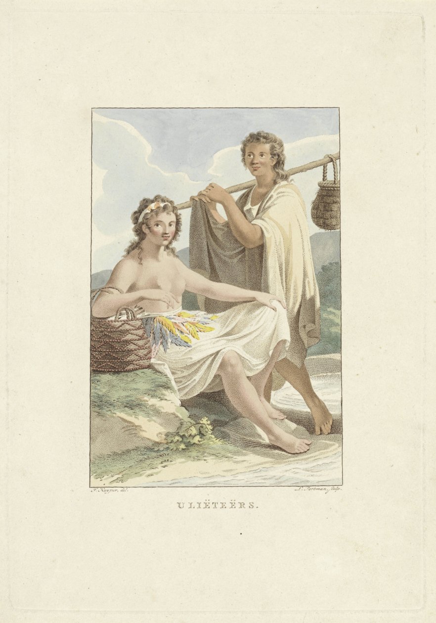 Habitantes da ilha de Ulietea (Raiatea) Ulieteans (título no objeto) de Ludwig Gottlieb Portman