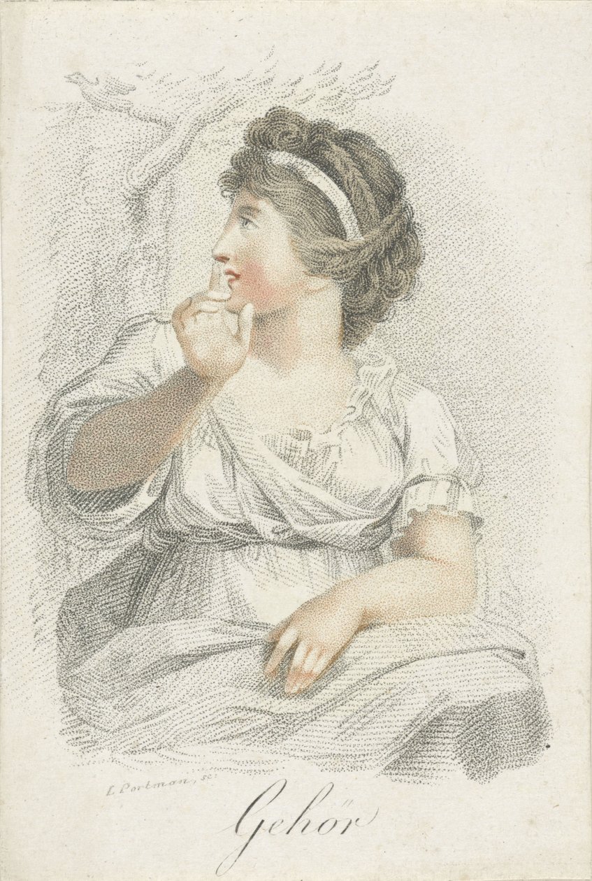 audição Audição (título no objeto) Cinco sentidos representados por figuras femininas (título da série) Die Funf Sinne (título da série) de Ludwig Gottlieb Portman