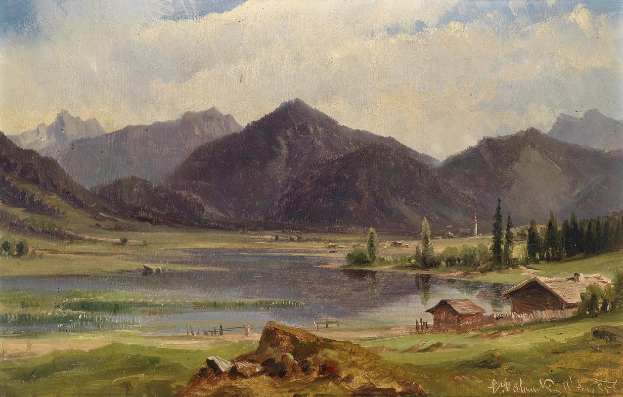 O Plansee no Tirol, de acordo com o rótulo no verso de Ludwig Halauska