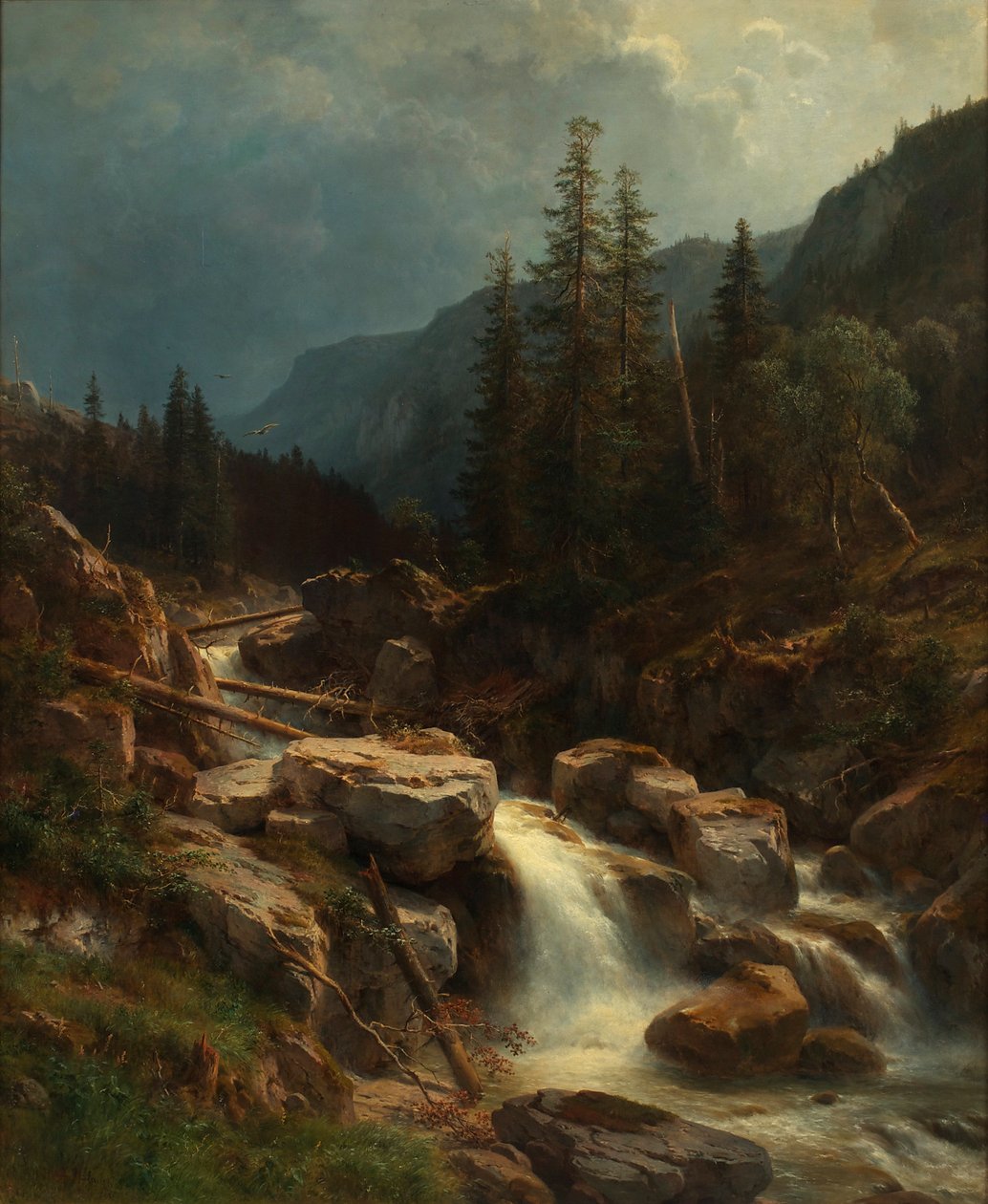 Montanhas durante uma trovoada crescente de Ludwig Halauska