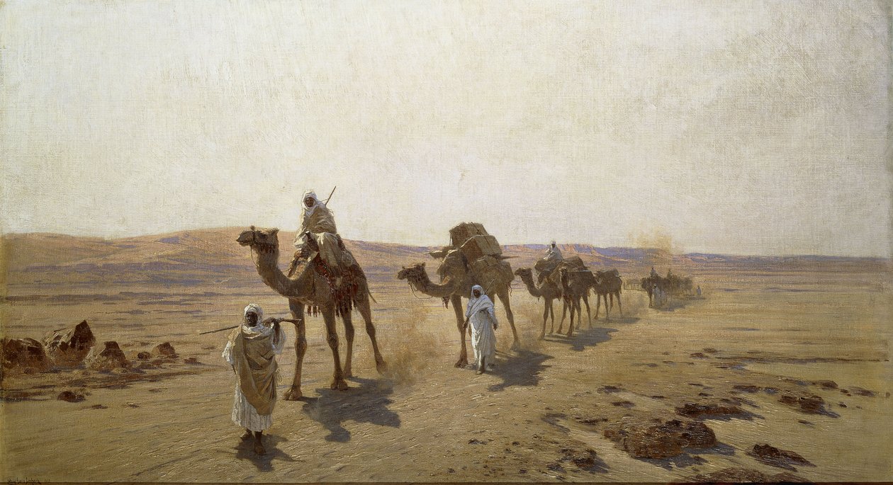Uma caravana árabe, 1903 de Ludwig Hans Fischer