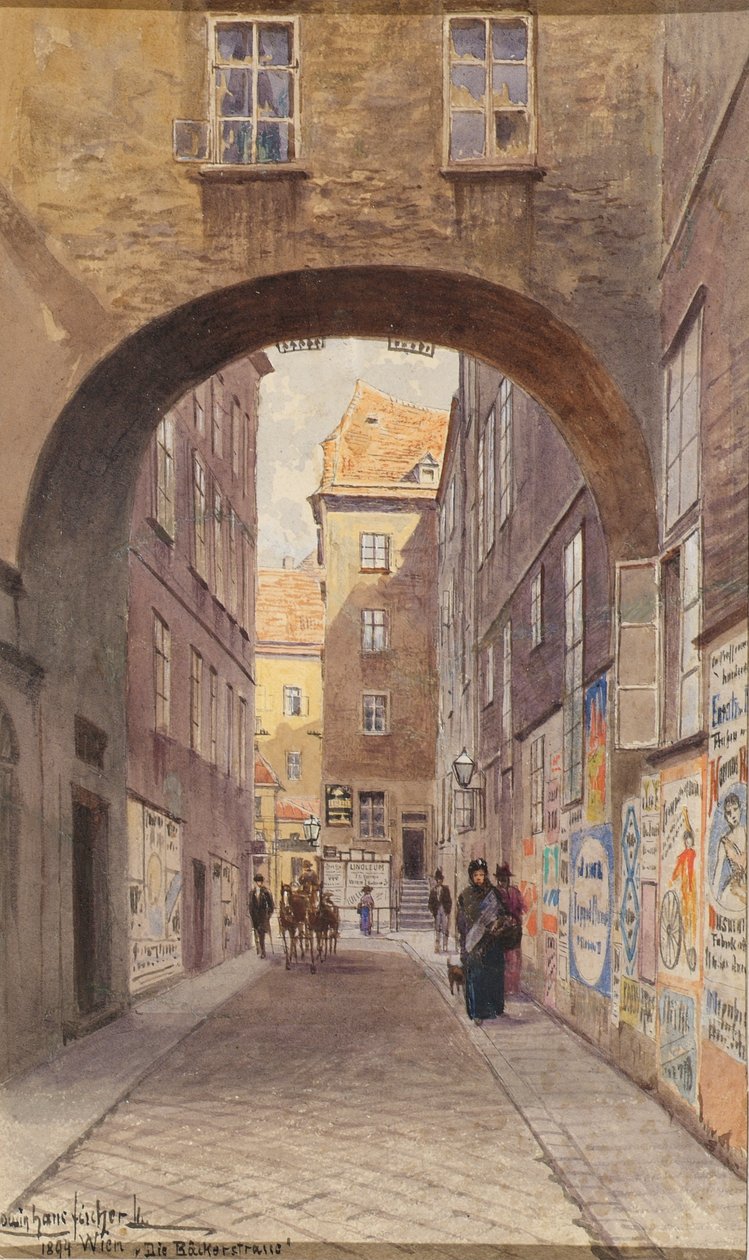 A Bäckerstraße em Viena de Ludwig Hans Fischer