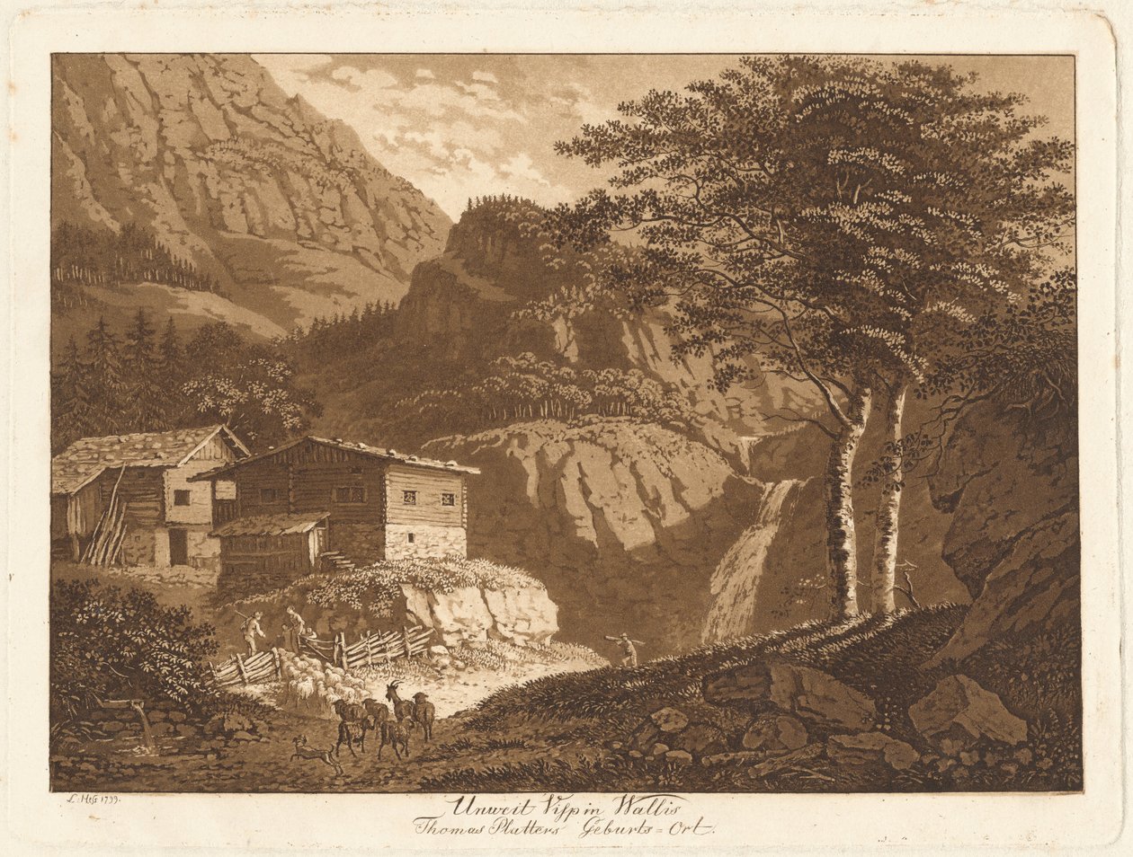 Não muito longe de Visp em Valais / local de nascimento de Thomas Platter de Ludwig Hess