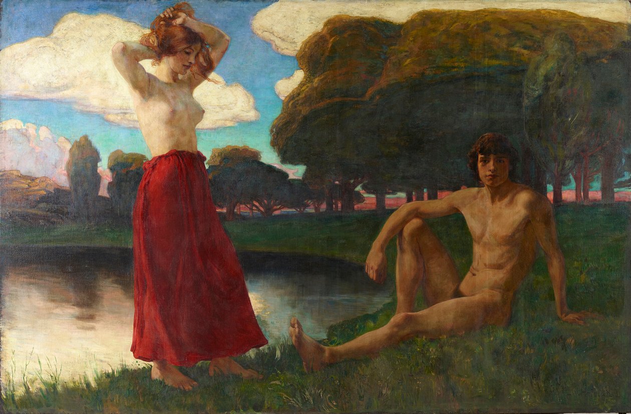 Idílio, 1894-1895. de Ludwig von Hofmann
