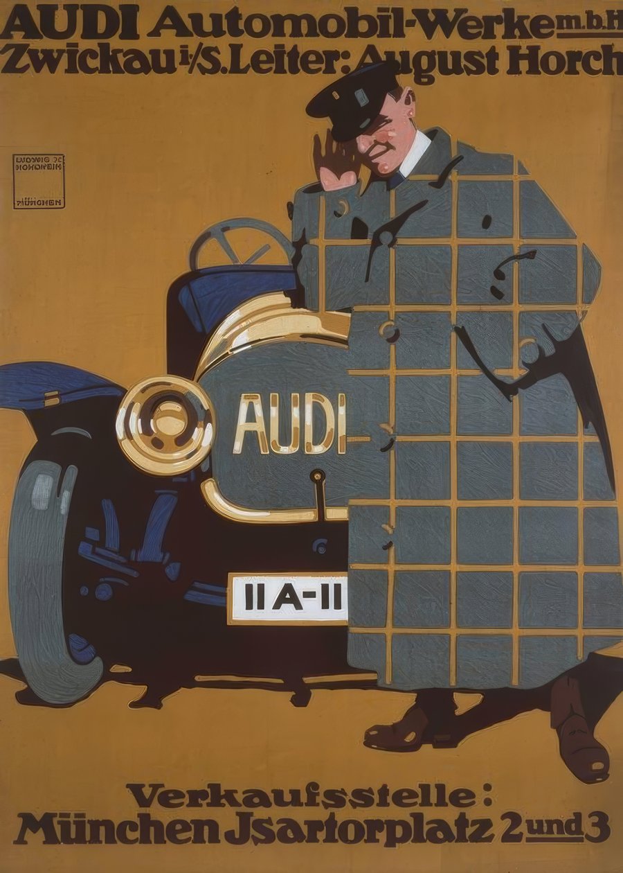 AUDI Automobil-Werke m. b. H. Zwickau i. S. Diretor: August Horch de Ludwig Hohlwein