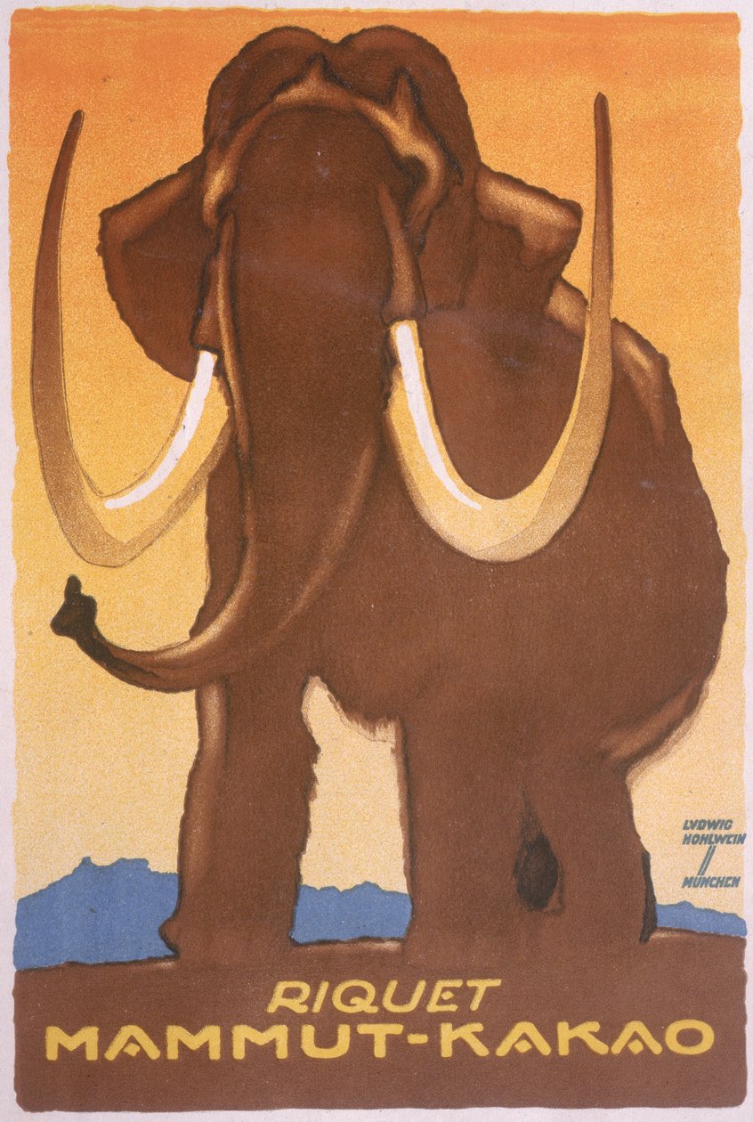Anúncio para "Riquet Mammut-Kakao de Ludwig Hohlwein