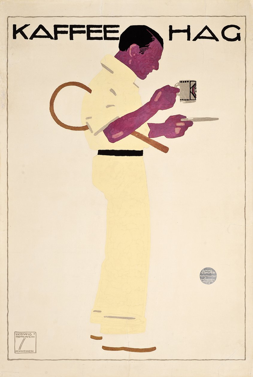 Cartaz publicitário para Kaffee Hag de Ludwig Hohlwein