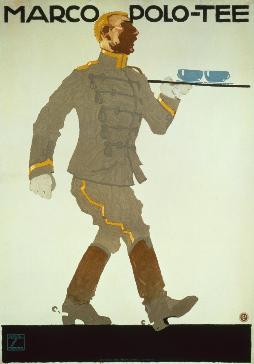 Marco Polo Tee , c.1914 (cor litho) de Ludwig Hohlwein
