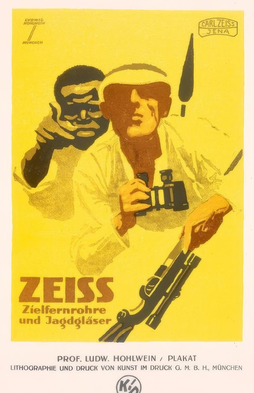 Escopos de espingarda Zeiss e óculos de caça de Ludwig Hohlwein