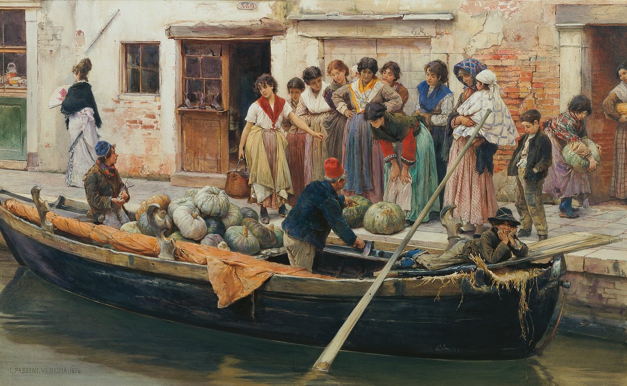 Vendedor de abóboras em Chioggia de Ludwig Johann Passini