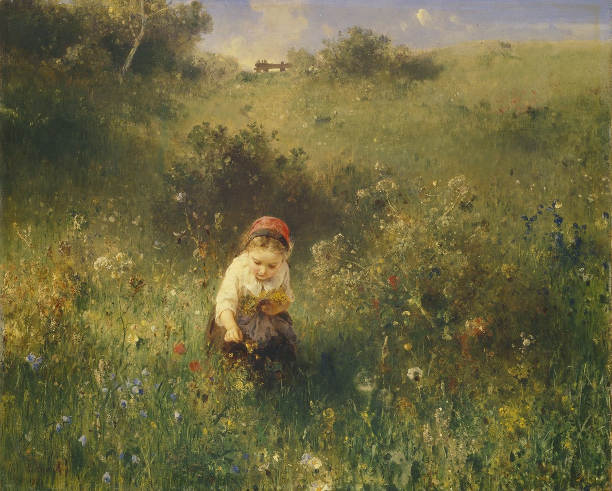 Garota em um Campo, 1857. de Ludwig Knaus
