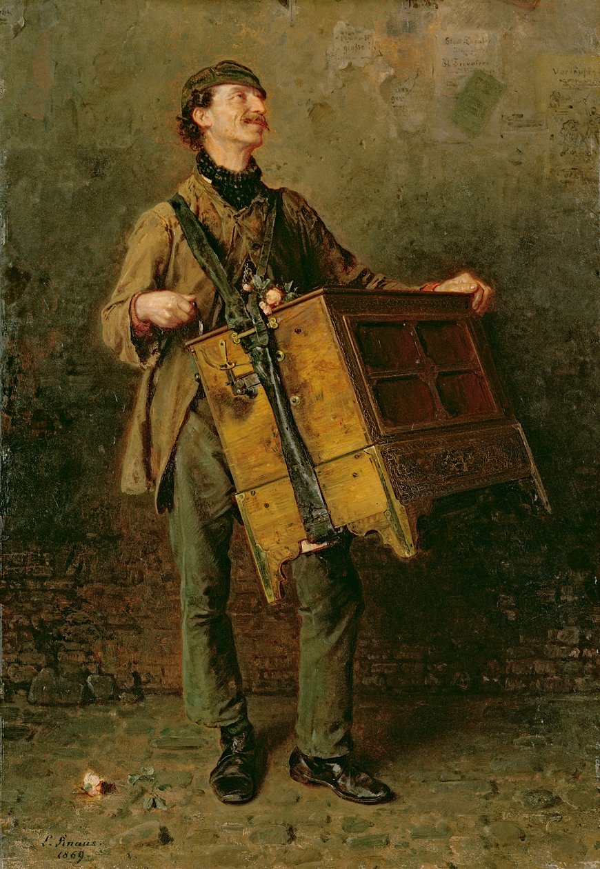 O Homem Hurdy-Gurdy, 1869 de Ludwig Knaus