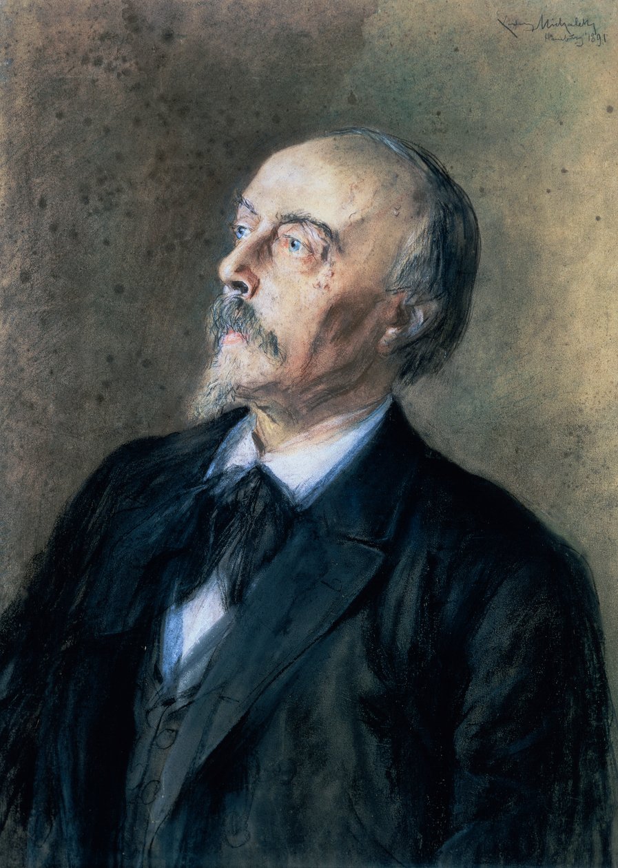 Retrato do maestro, pianista e compositor alemão Hans von Bulow (Dresden de Ludwig Michalek