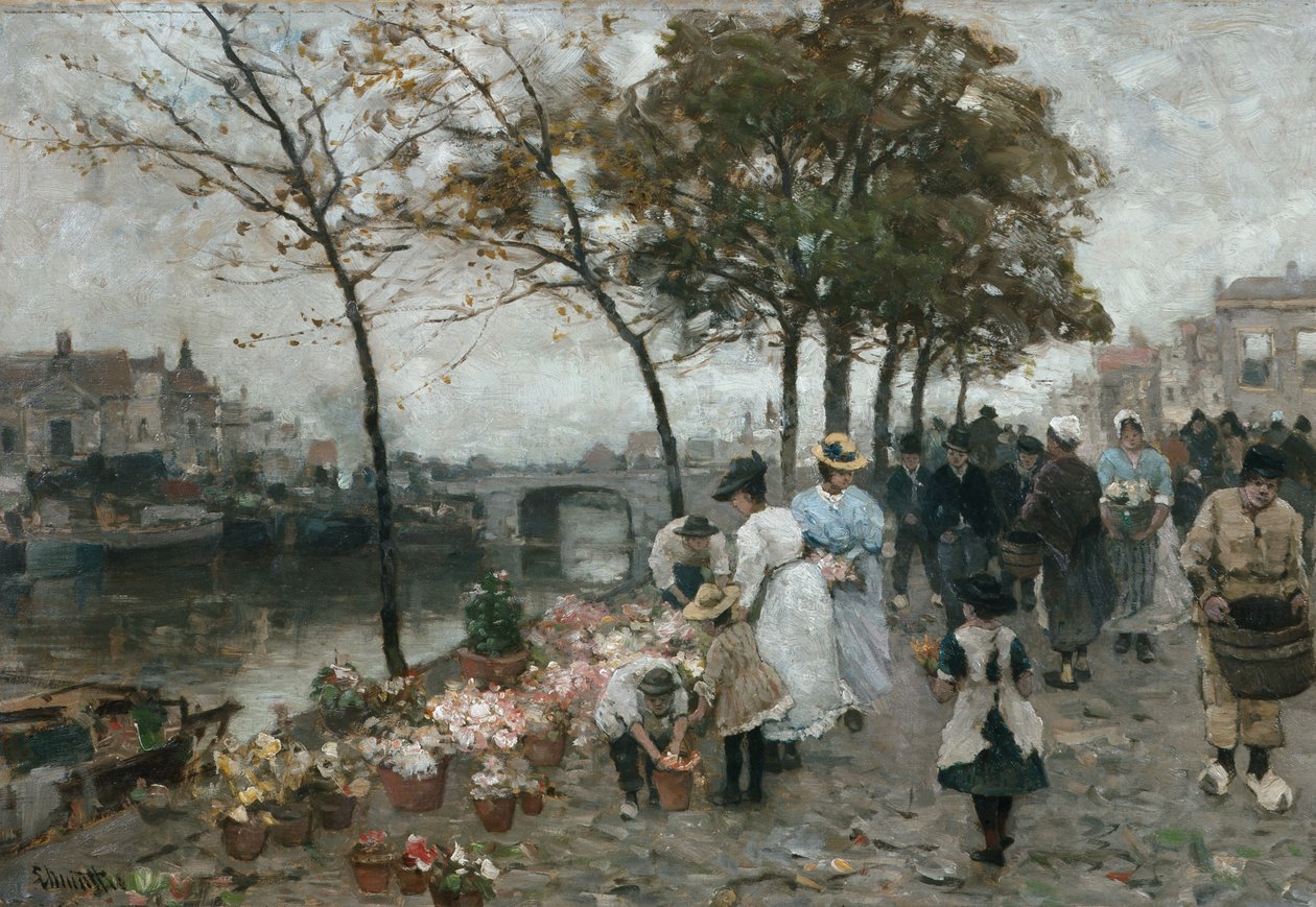 Mercado de flores no canal de Ludwig Munthe