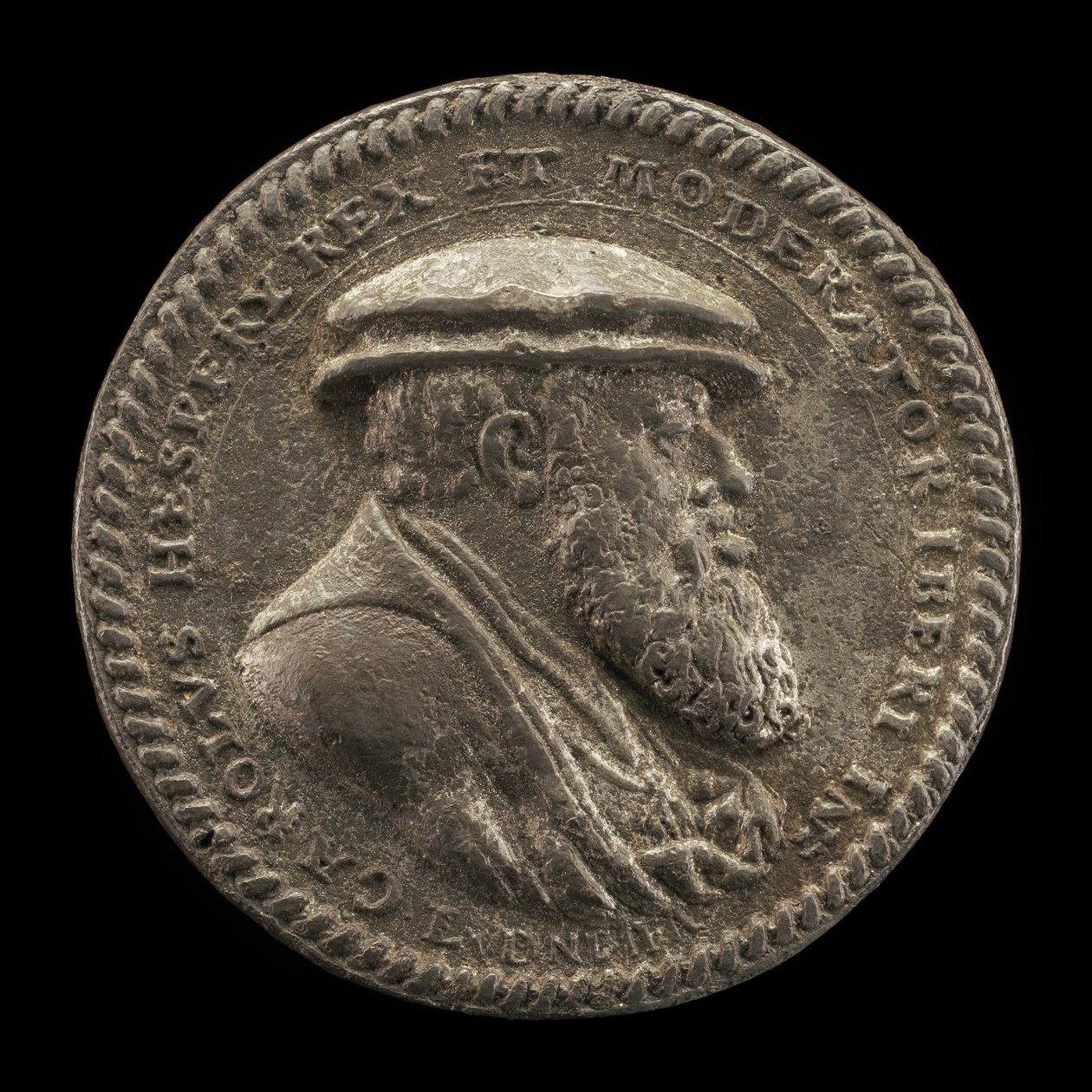 Carlos V, 1500-1558, Rei de Espanha 1516-1556, Santo Imperador Romano 1519 [obverso], 1542. de Ludwig Neufahrer