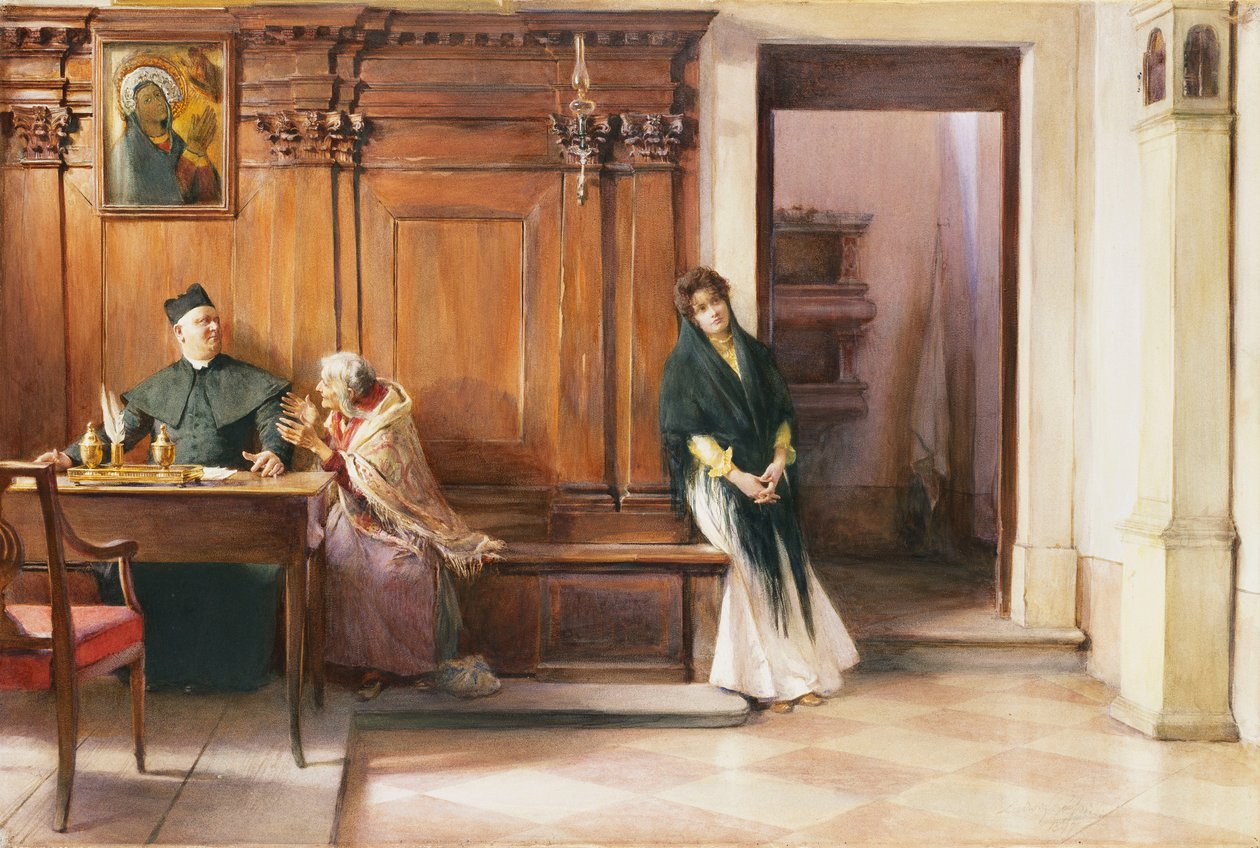 Uma intervenção clerical, 1897 de Ludwig Passini