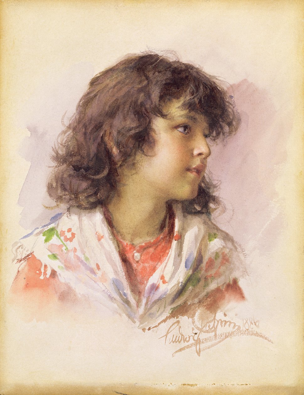 Cabeça de uma menina, 1886 de Ludwig Passini