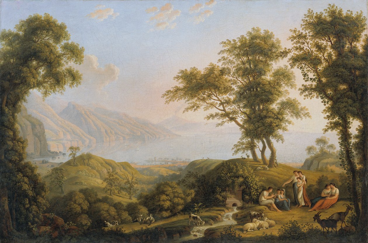 Paisagem do sul com o Vesúvio de Ludwig Philipp Strack