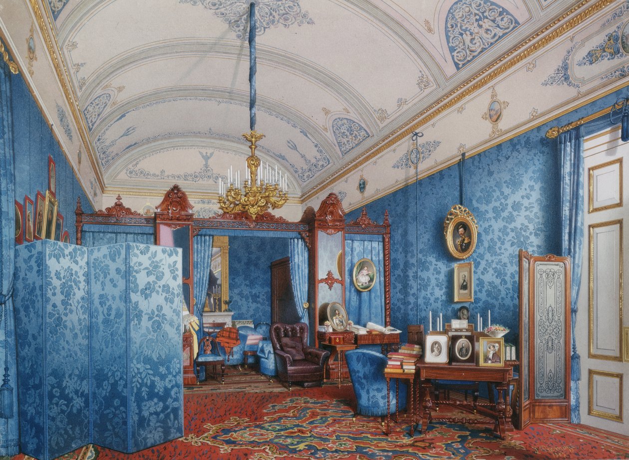 Interiores do Palácio de inverno. O camarim da imperatriz Maria Alexandrovna, 1857 de Ludwig Premazzi