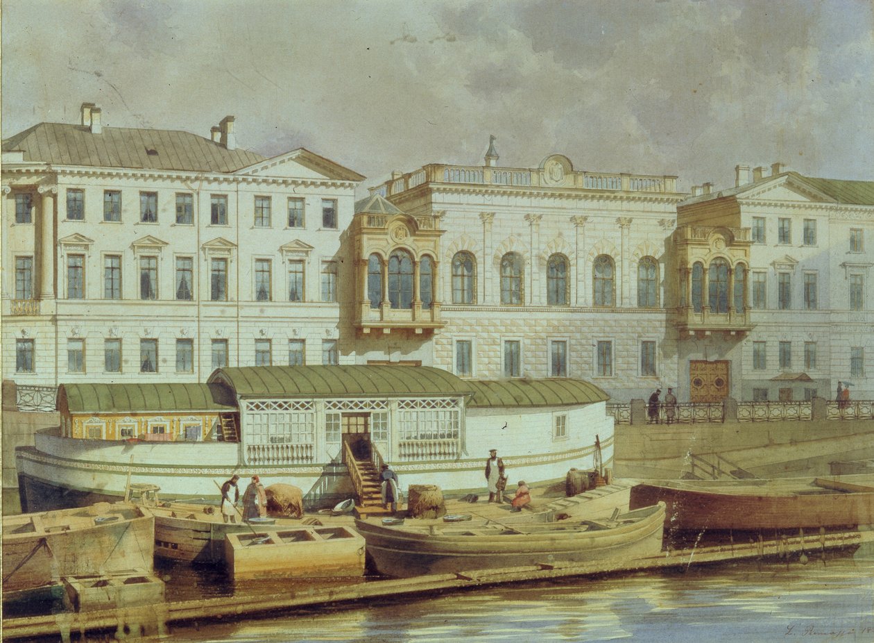 Palácio de Naryshkin no rio Fontanka, meados do século XIX. de Ludwig Premazzi