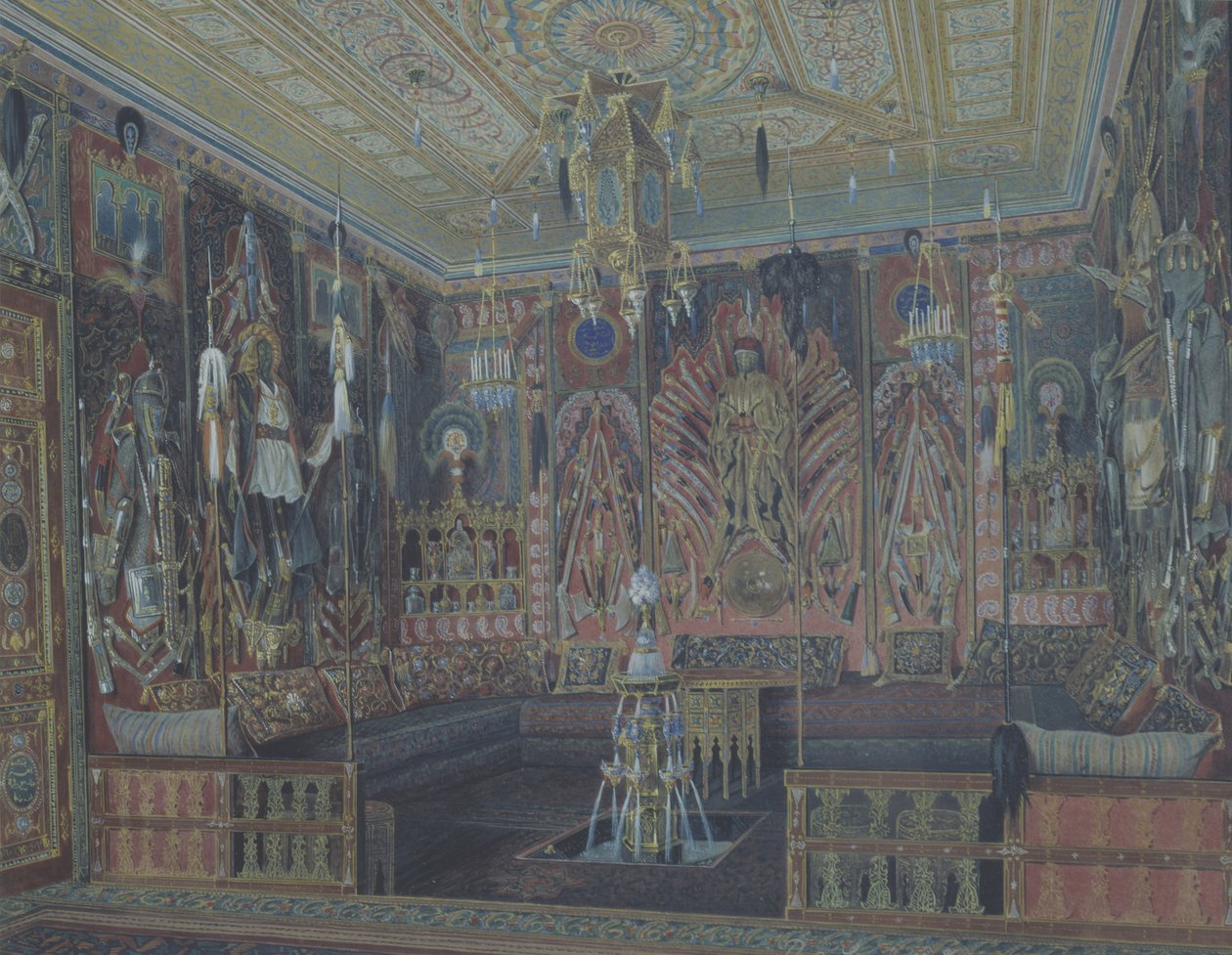 A sala turca asiática no Great Palais em Tsarskoye Selo de Ludwig Premazzi