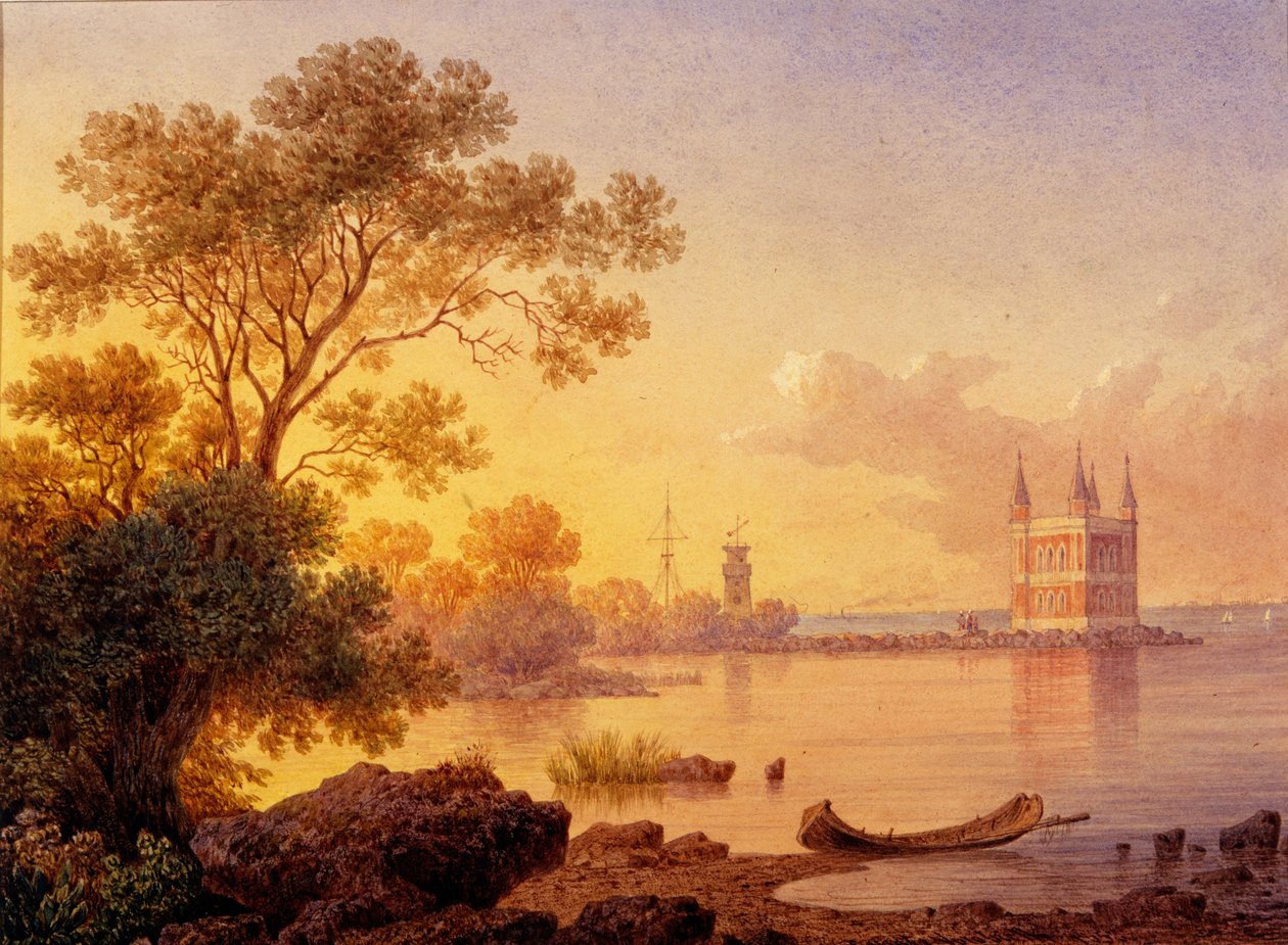 Vista sobre o pavilhão de rosas Ozerki em Peterhof de Ludwig Premazzi