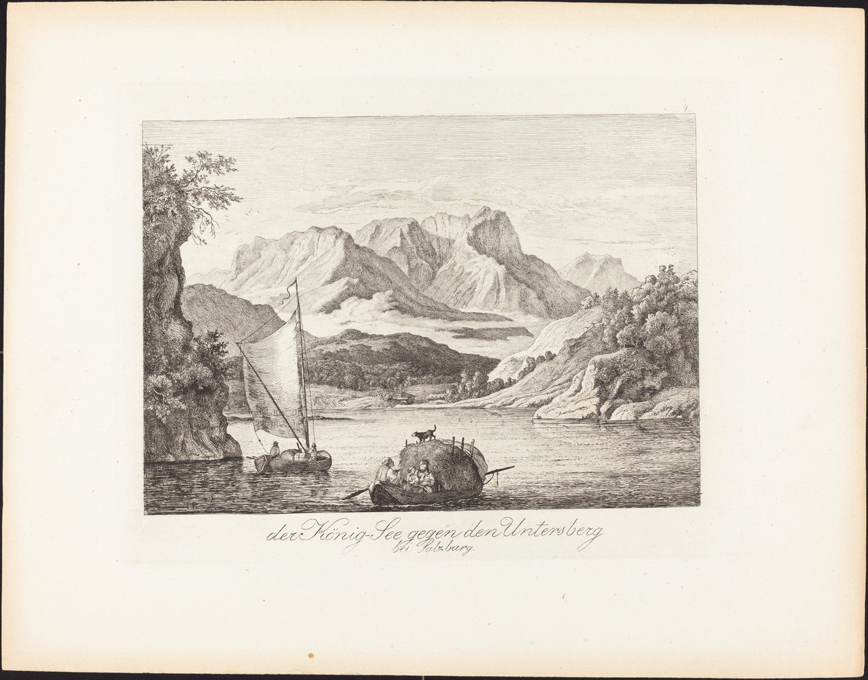 König-See em direção ao Untersberg perto de Salzburgo de Ludwig Richter