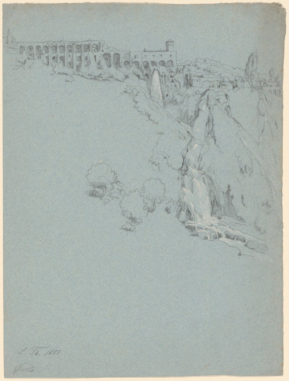 A Cachoeira do Tivoli com a Villa de Mecenas de Ludwig Thiersch