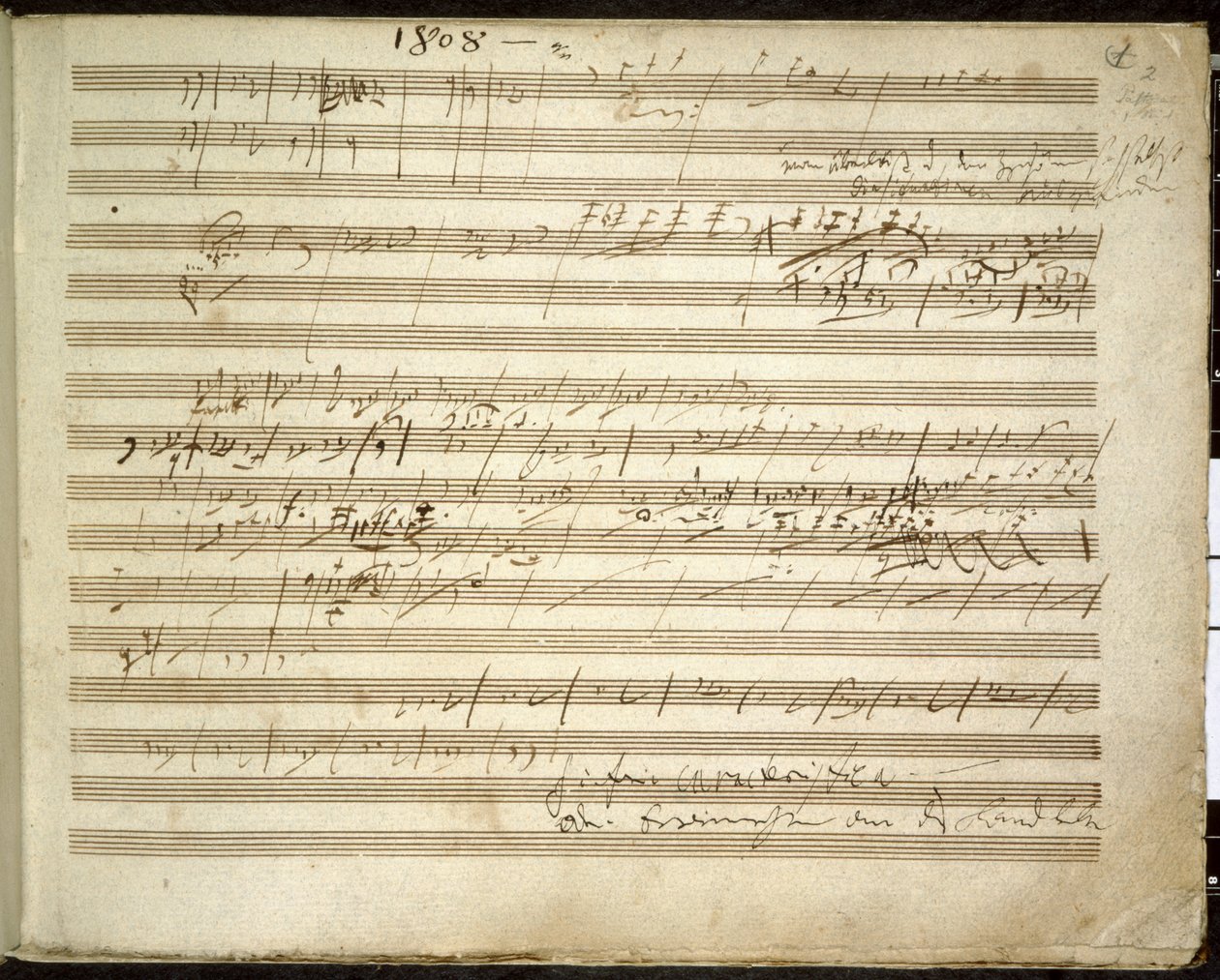 Acrescentar. 31766, f.2 Sinfonia nº 6 em F maior, Op. 68 também conhecida como Sinfonia Pastoral (tinta sobre papel) de Ludwig van Beethoven