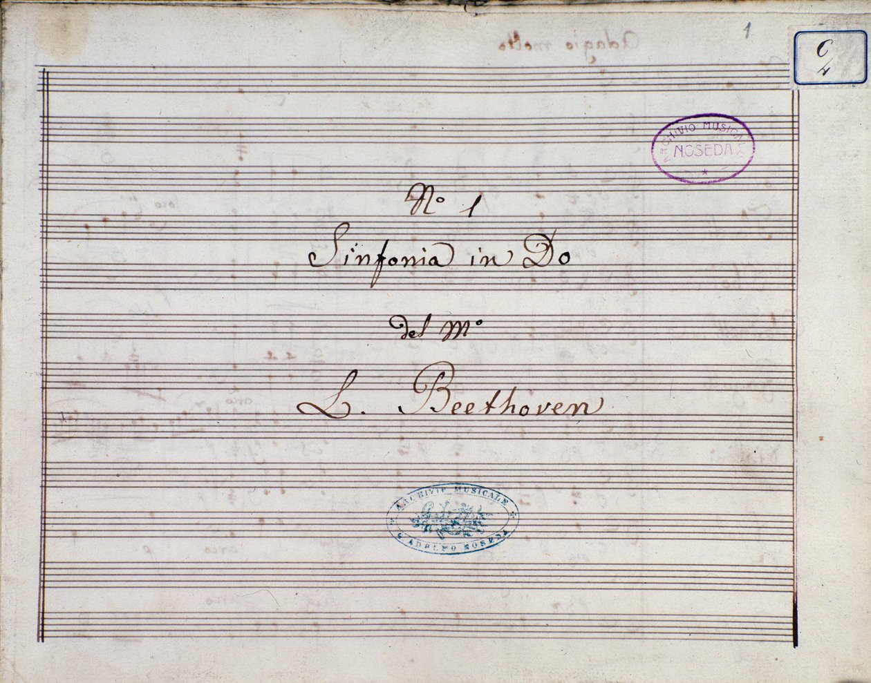 Primeira página da partitura da Symphony no 1 en C major opus 21, de Ludwig van Beethoven de Ludwig van Beethoven