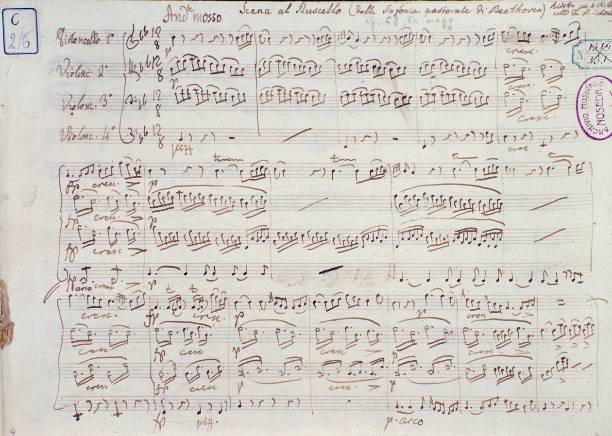Página das partituras da Sinfonia nº 6 em Fá maior, opus 68, de Ludwig van Beethoven de Ludwig van Beethoven