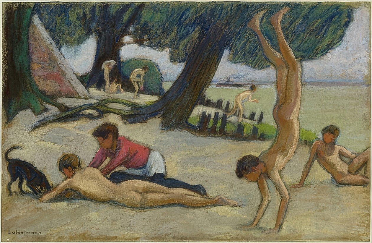 Garotos na praia. Por volta de 1895 de Ludwig von Hofmann