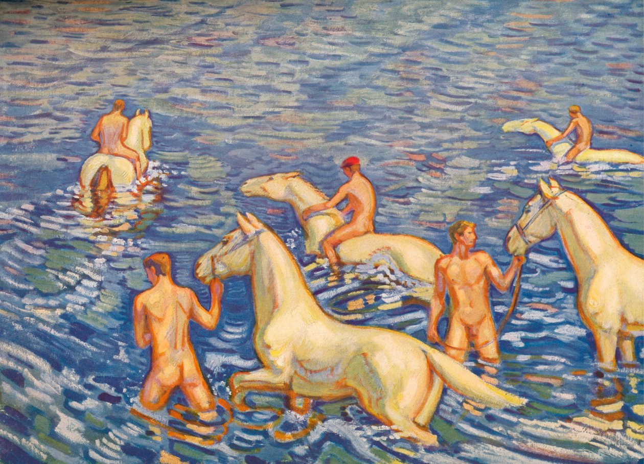 O cavaleiro do mar, c1915 de Ludwig von Hofmann