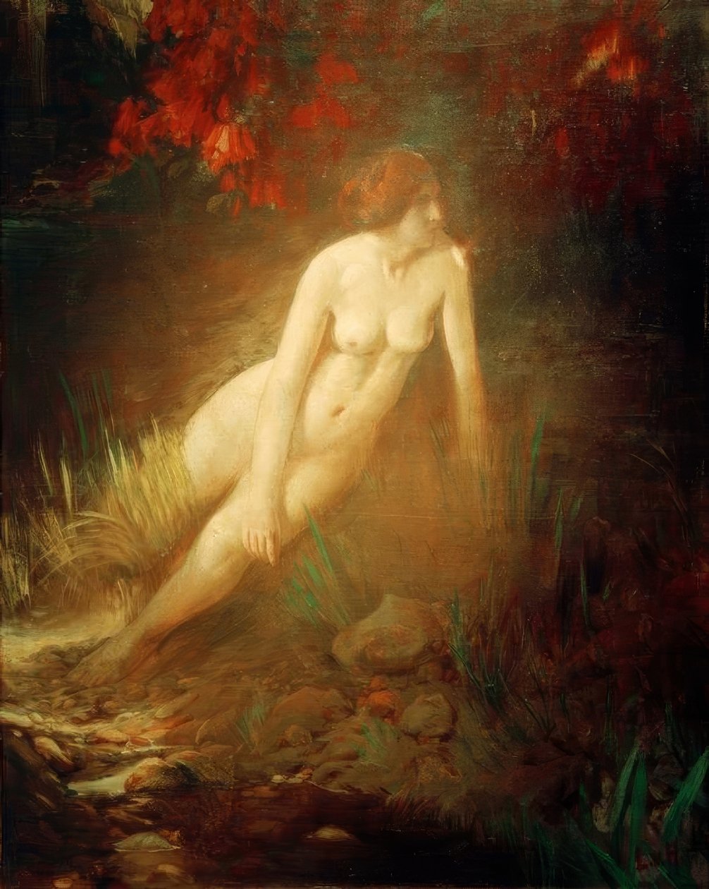 Nu feminino na costa rochosa, florida de Ludwig von Hofmann