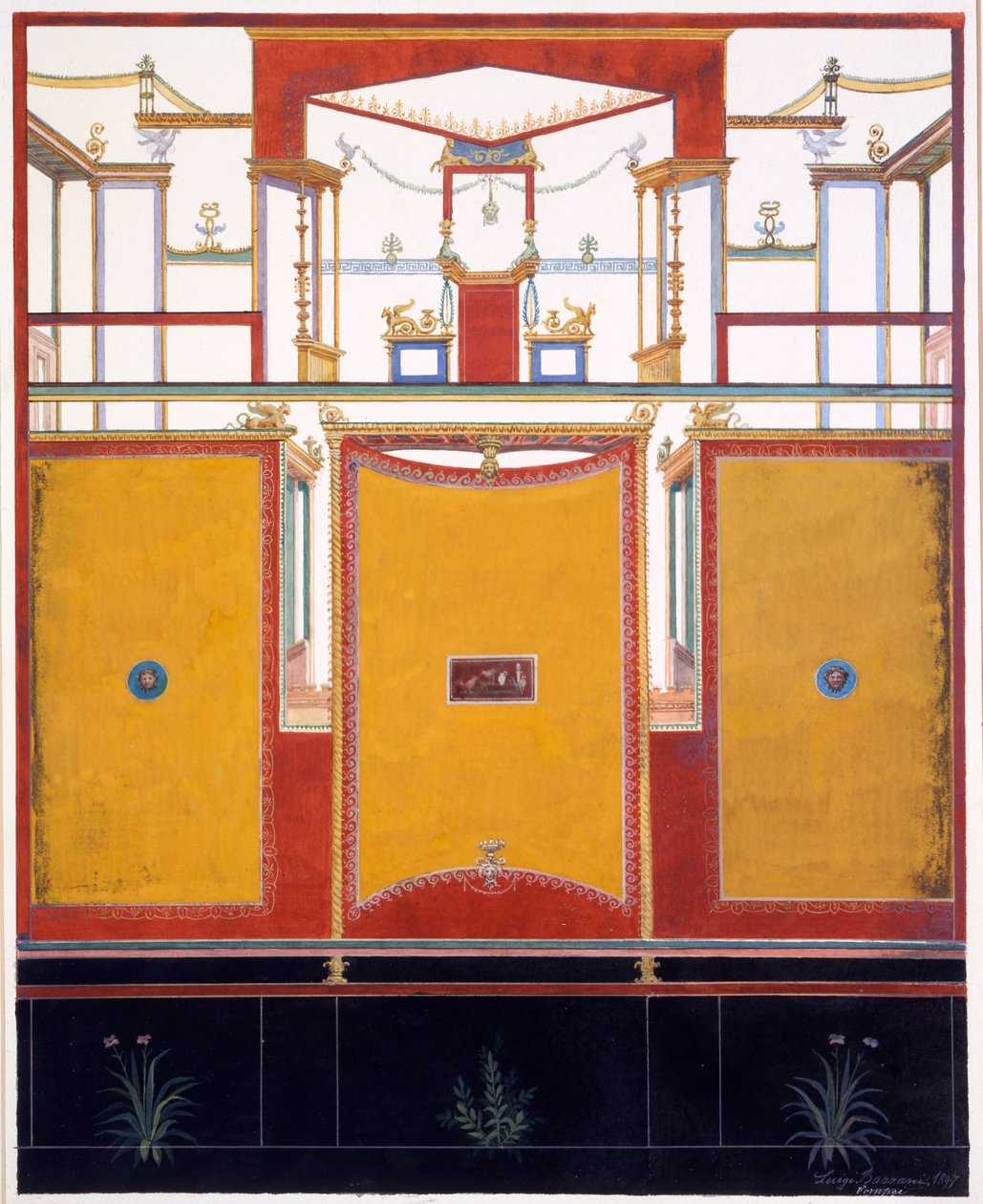 Decorações de parede da Casa de Aulus Vettius, Pompéia, c.36-39 dC, 1987 de Luigi Bazzani